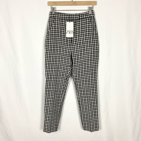 Zara Gingham Tweed Straight leg Pants - Picture 3 of 8